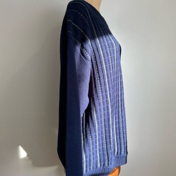 Vintage Arnold Palmer Men’s XL Pullover Wool Grandpa Crewneck Sweater Navy Blue - Picture 3 of 9